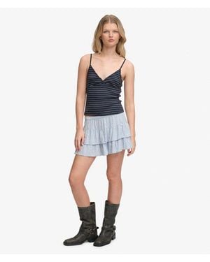 Superdry & Co Printed Tiered Mini Skirt - Blue