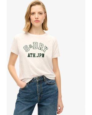 Superdry & Co Athletic Essentials Graphic Fitted Crew Neck T-shirt - White