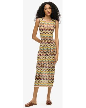 Superdry & Co Zig Zag Knit Midi Dress - Metallic
