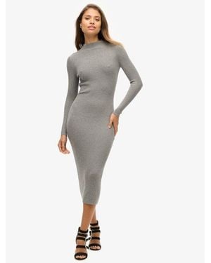 Superdry & Co Rayon Backless Bodycon Midi Dress - Grey