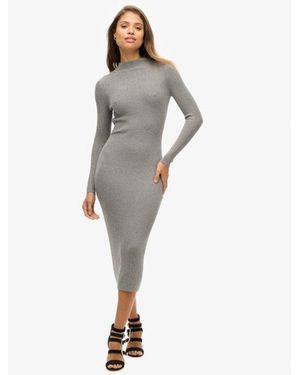 Superdry & Co Rayon Backless Bodycon Midi Dress - Gray