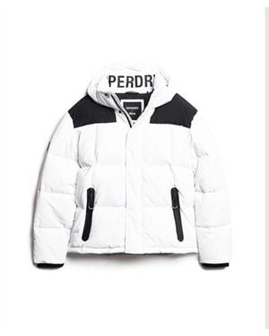 Superdry & Co Hooded Box Quilt Puffer Jacket - White