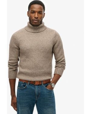 Superdry Brushed Roll Neck Jumper - Natural