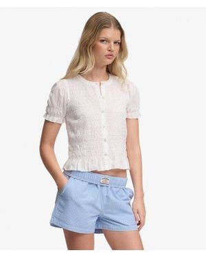 Superdry & Co Cotton Elastic Check Shorts - White