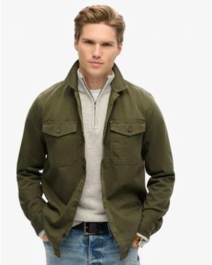 Superdry Mens Classic Herringbone The Merchant Store Overshirt - Green