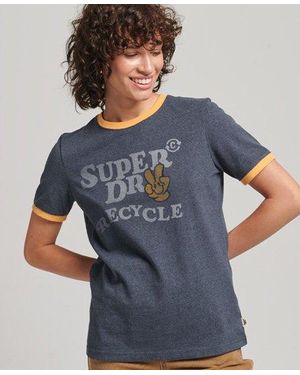 Superdry Recycled Ringer T-Shirt Marl/Amber Marl - Blue