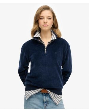 Superdry & Co Velour Half Zip Sweatshirt - Blue