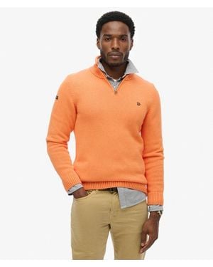 Superdry Homme Pull En Maille À Demi-Zip En Coton Taille - Orange