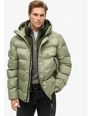 Superdry Hooded City Graphic Puffer Jacket - Green