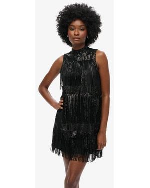 Superdry & Co Fringe Sequin A Line Mini Dress - Black