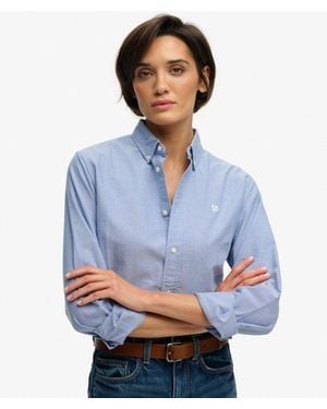 Superdry Slim Oxford Button Down Long Sleeve Shirt - Blue