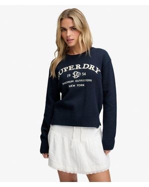 Superdry Femme Pull À Logo Heritage Taille - Bleu