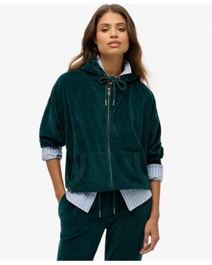Superdry Velour Zip Hoodie - Green