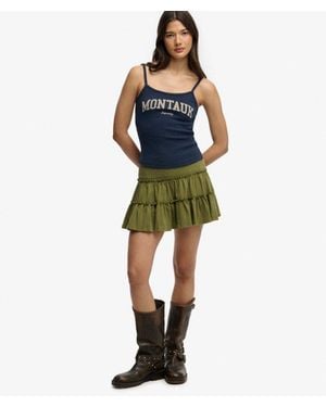 Superdry Tiered Jersey Mini Skirt - Green