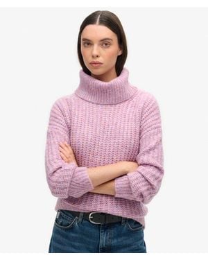 Superdry & Co Brushed Rib Slouch Neck Jumper - Pink