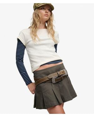 Superdry Bench X & Co Bench Logo Pleated Twill Mini Skirt - Grey