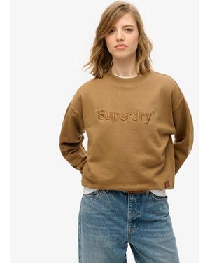Superdry Embroidered Core Logo Loose Crew Sweatshirt - Blue