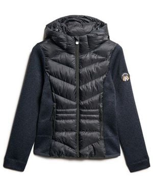Superdry & Co & Co Hooded Storm Knit Hybrid Jacket - Blue