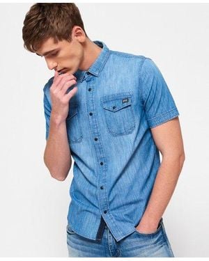 Superdry Dragway Denim Shirt Mid Vintage - Blue