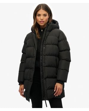 Superdry & Co Hooded Sports Puffer Mid Length Jacket - Black