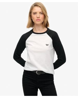 Superdry Essential Logo Long Sleeve Baseball Top - White