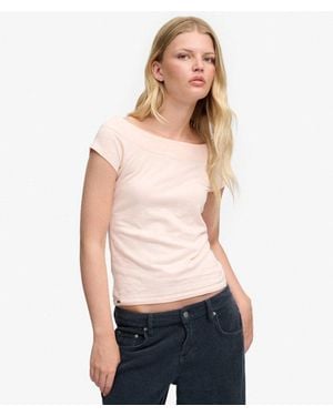 Superdry & Co Athletic Essentials Off Shoulder Top - Pink