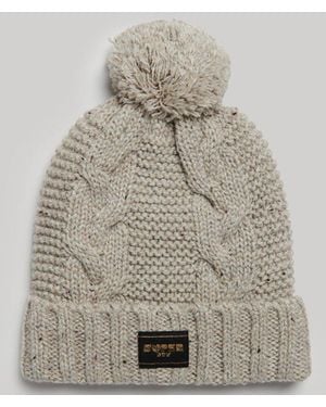 Superdry & Co Cable Knit Beanie Hat - Gray