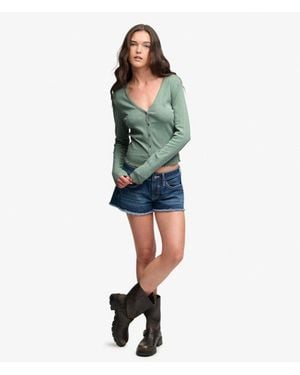 Superdry & Co Athletic Essential Pointelle Cardigan - Green