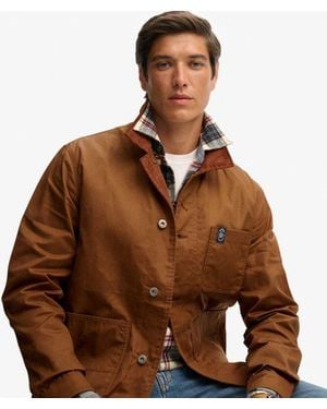 Superdry Homme Veste De Travail Cirée The Merchant Store Taille - Marron