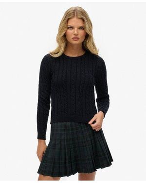 Superdry Femme Pull À Torsades Fines Essentials Taille - Bleu