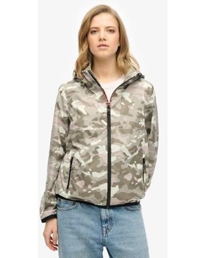 Superdry Hooded Logo Windbreaker Jacket - Natural