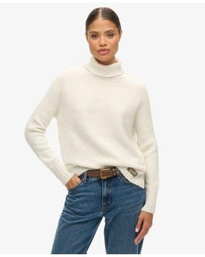Superdry & Co Essential Rib Knit Rollneck Sweater - White