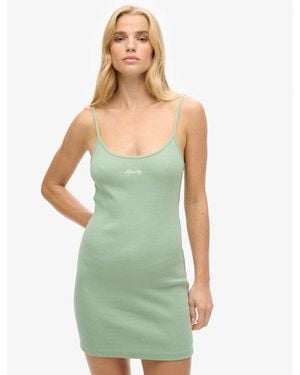 Superdry & Co Cotton Slim Fit S Logo Strappy Dress - Green