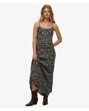 Superdry Animal Print Bias Cut Maxi Slip Dress - Grey