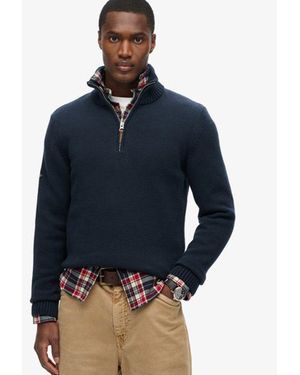 Superdry & Co Cotton Classics Half-zip Knitted Jumper - Blue