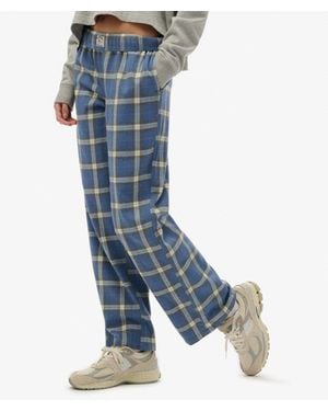 Superdry & Co Cotton Check Elastic Trousers - Blue
