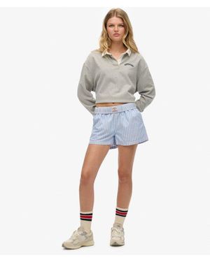 Superdry & Co Organic Cotton Stripe Elasticated Shorts - Blue