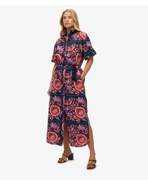 Superdry & Co Linen Shirt Maxi Dress - Red