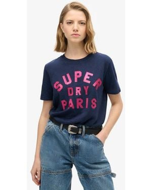 Superdry & Co Glitter Logo Relaxed T-shirt - Blue