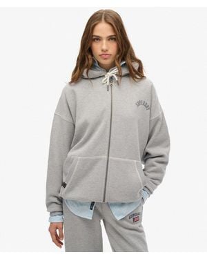 Superdry Athletic Essential Oversized Zip Hoodie - Gray