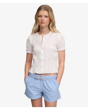 Superdry & Co Short Sleeve Smocked Top - White