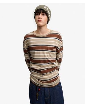 Superdry Bench X & Co Bench Oversized Stripe Long Sleeve Top - Natural
