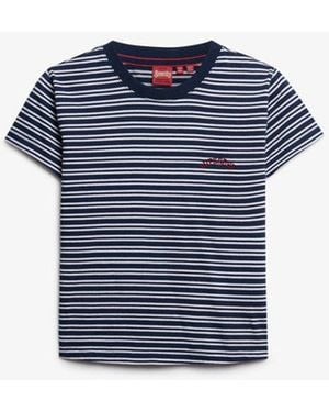 Superdry & Co Essential Logo Striped Fitted T-shirt - Blue