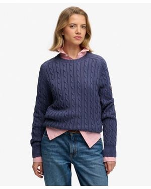 Superdry & Co Slouchy Cable Knit Sweater - Blue