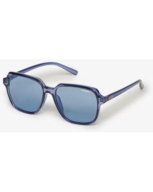 Superdry Femme Logo Gravé Carrées Oversize Lunettes De Soleil - Bleu