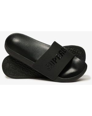 Superdry & Co Luxe Logo Pool Sliders - Black