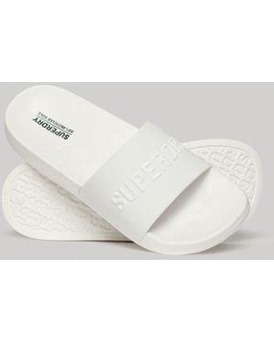 Superdry Vegan Logo Pool Sliders - White