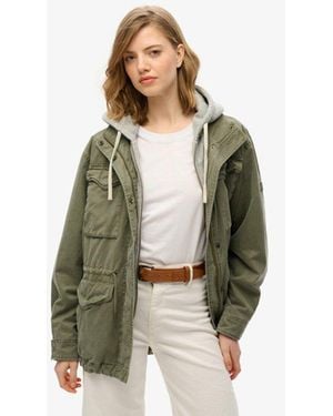Superdry Jersey Hooded Military Jacket - Green