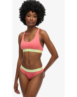 Superdry Organic Cotton Large Logo Crop Bralette - Red