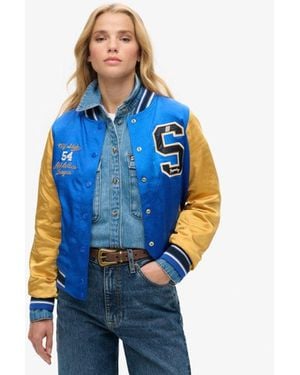 Superdry Luxe Varsity Jacket - Blue